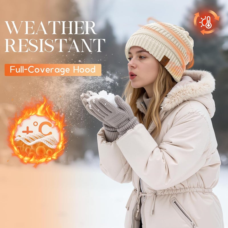 Durio Womens Knit Beanie Winter Thick Solid Fleece Lined Beanie Hats for Women Men Unisex Warm Skiing Beanies - Image 4